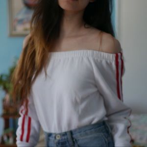 Garage Off the Shoulder Long Sleeve Crop Sweater